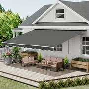 GDPFN 13' x 8' Awning for Patio, Retractable Awning Outdoor Patio Canopy, Sun Shade with Manual Crank Handle, Porch Awning for Patio, House, Deck, Dark Gray