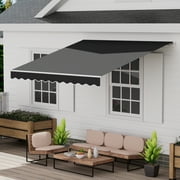 GDPFN 8.2' x 6.5' Awning for Patio, Retractable Awning Outdoor Patio Canopy, Sun Shade with Manual Crank Handle, Porch Awning for Patio, House, Deck, Dark Gray