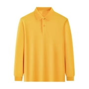 GDREDA Boys' Girls Long Sleeve Polo Shirts School Uniform Polo Shirts Comfortable Button Down Shirts (Yellow,7-8 Years)