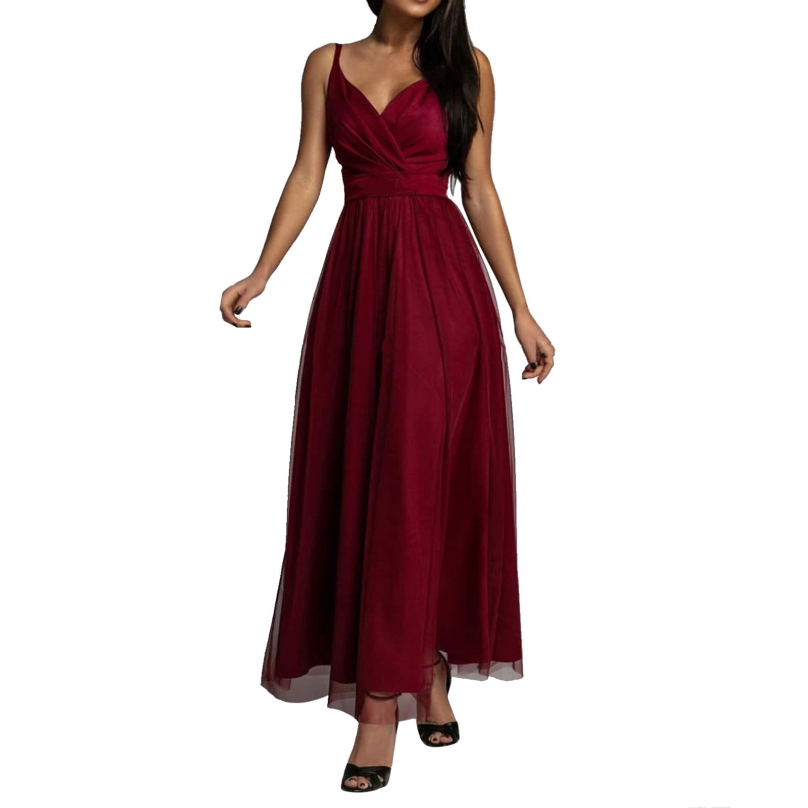 GDREDA Casual Summer Dresses For Women Womens Spaghetti Straps Elegant Evening Party Gowns Long