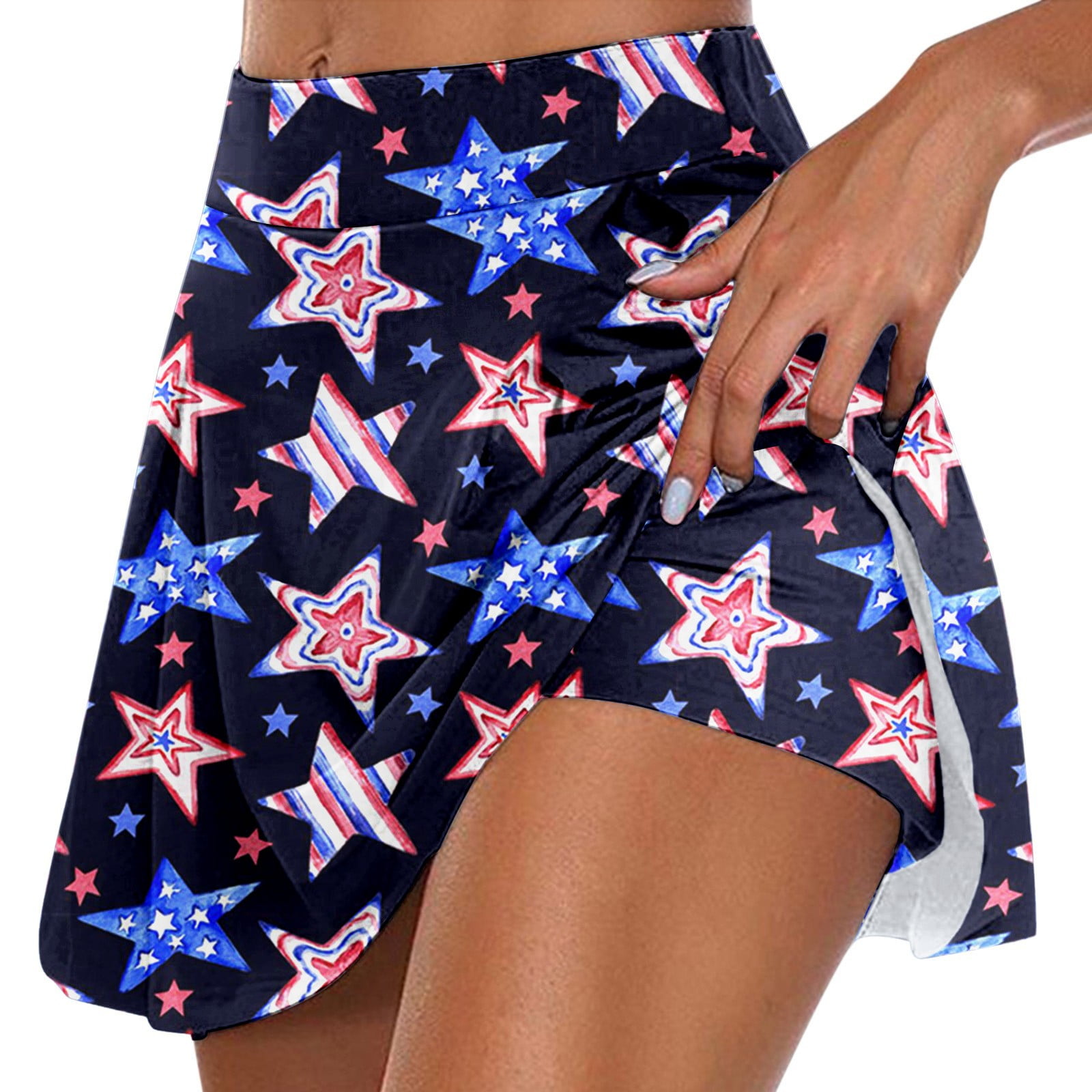 GDREDA Flowy Skirt Womens Casual Prints Tennis Golf Skirt Yoga Sport