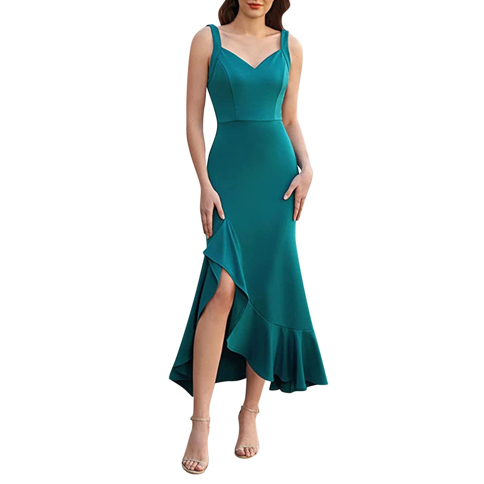 GDREDA Going Out Dress Women's Long Formal Dresses Sleeveless V Neck