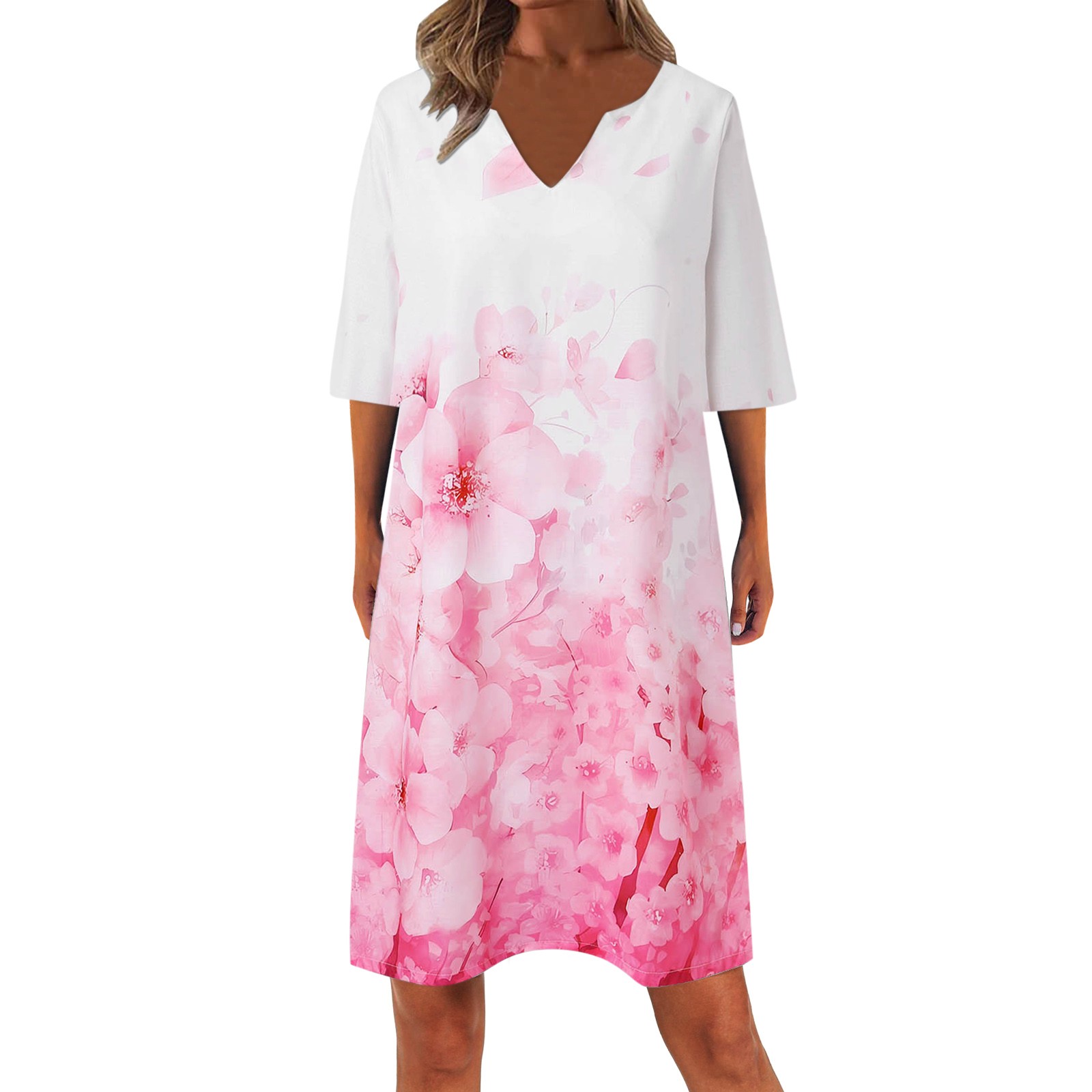 GDREDA Women Spring Dresses Women Knee Length Linen Dresses Cotton