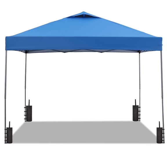 Outdoor Basic 10'x10' Pop Up Canopy Tent, Portable Gazebo with 4 Sandbags for Canopy Legs, Outdoor Canopy for Events, Parties, Camping, Blue