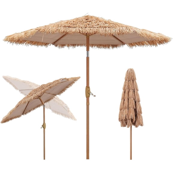 GDY 7.5 ft Tiki Patio Umbrella, Hula Thatched Umbrella, Straw Grass Umbrella, Pool, Patio, Beach