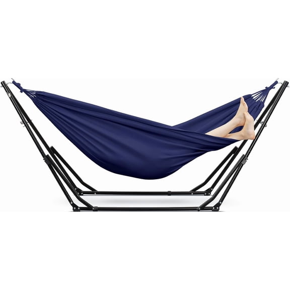 GDY Hammock Chair with Stand, 550 lb Capacity, Easy Set Up, with Carrying Bag, Portable for Travel/Backpacking/Beach/Backyard, Blue.