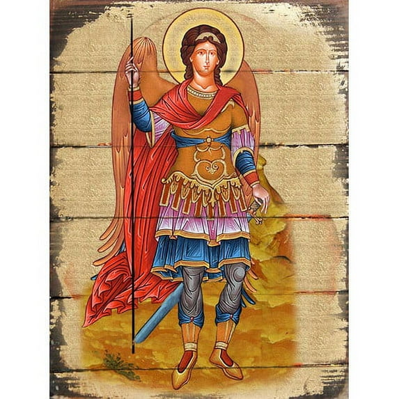 GDeBrekht 85022-08 Saint Michael The Archangel Wooden Board Art- 6 x 8 in.