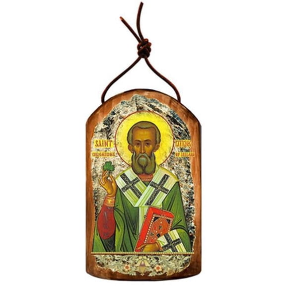 GDeBrekht  Inspirational Icon Saint Patrick Wooden Ornament