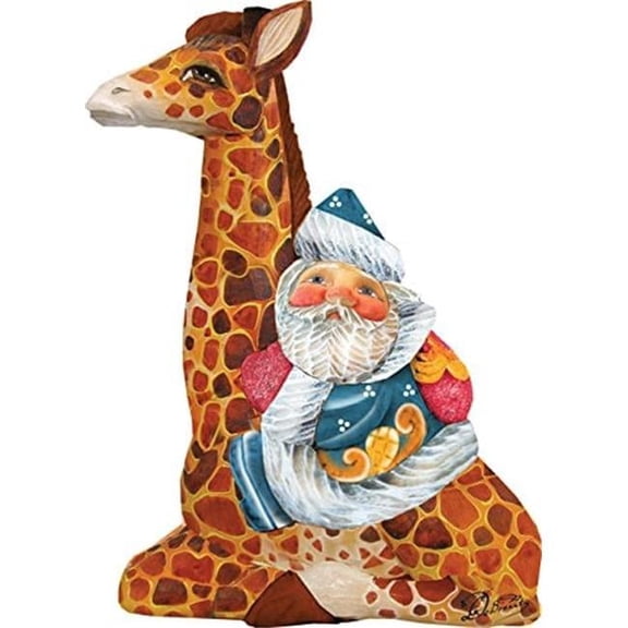 GDeBrekht  Santa On Giraffe Figurine - Multicolor - 3.5 in. - Hand-Painted Ornament