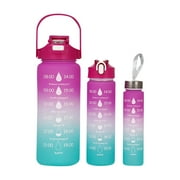 GDfun 3pcs Motivational Fitness Sports Water Bottle With Time Marker, BPA Free Tritan Plastic, Leakproof Flip Top, For Gym, Outdoor, Office Work