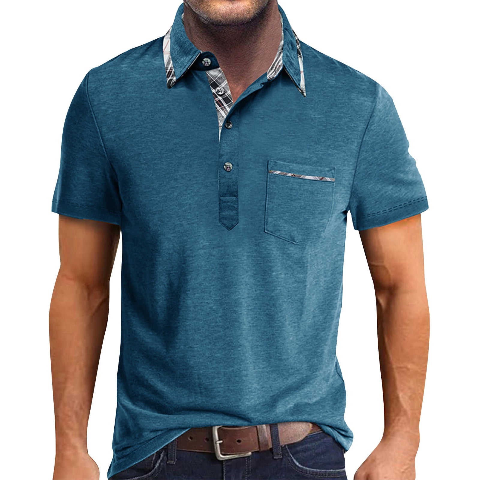 GDfun Mens Polo Shirts Henley Shirts for Men Short Sleeve Distressed Casual Button Slim Fit Tee