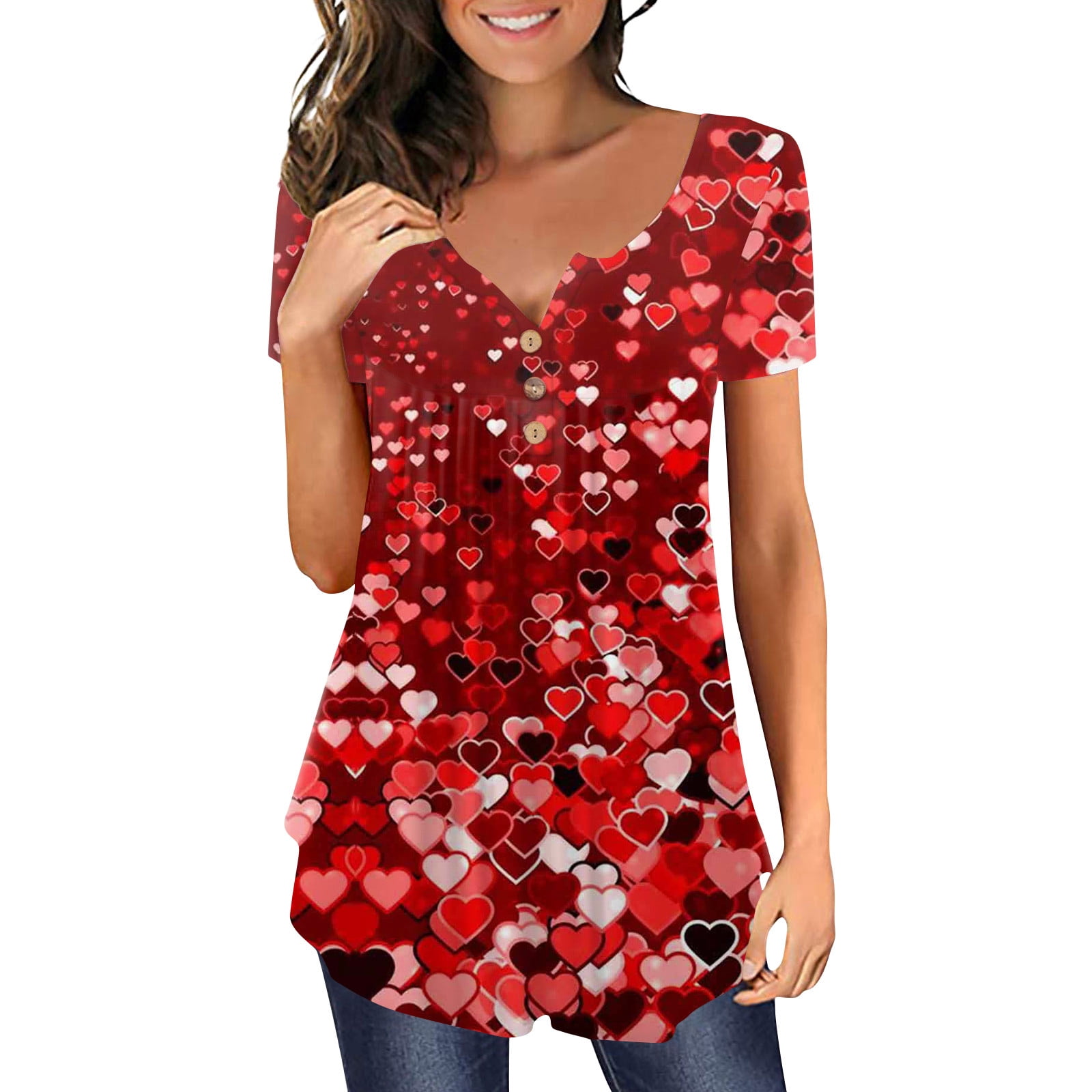 GDfun Women's Valentine's Day Tops Slim Fit Versatile Ladies Shirt