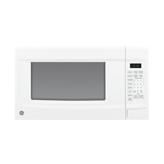 GE GCST14S1WWW 1.4 Cu. Ft. Countertop Microwave Oven with Weight and Time Defrost, Two-Step Child Lock, and Instant-On Controls (White on White)
