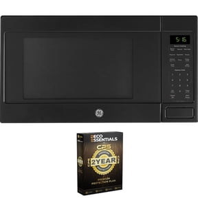 GE 1.6 Cu. Ft. 1,150-watt Countertop Microwave Oven, Black Bundle with Deco Essentials CPS Premium 2 Year Extended Protection Plan