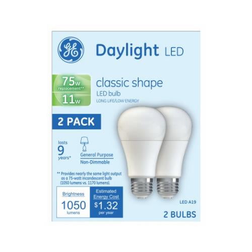 G E LIGHTING GE2PK 11W LED A19 Bulb 21173