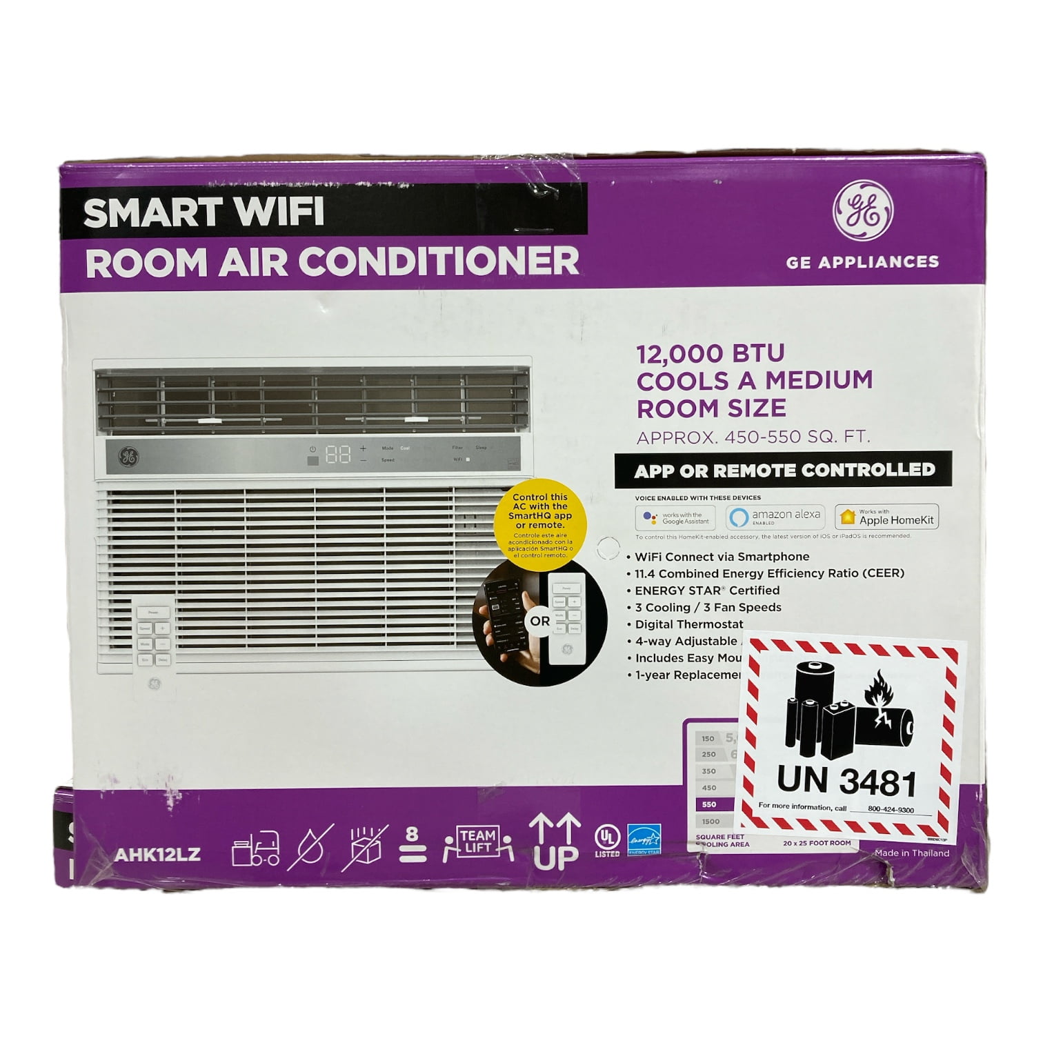 GE 12,000 BTU Smart Electronic Window Large Room Air Conditioner with ...