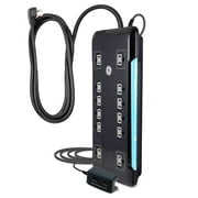 GE Surge Protector Power Strip with USB Ports, 8 Ft Long Extension Cord, 4320 Joules, 12 Outlet Extender (Wide Spaced), 2 USB-A, Flat Plug, Black