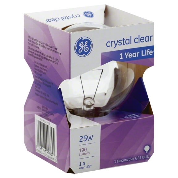 GE Lighting 12983 25-Watt G25 Globe Light Bulb, Crystal Clear