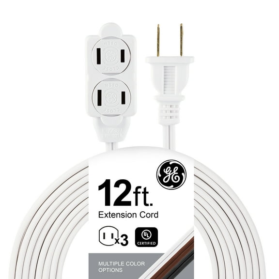 GE 12ft. 3-Outlet Polarized Extension Cord, White  51954