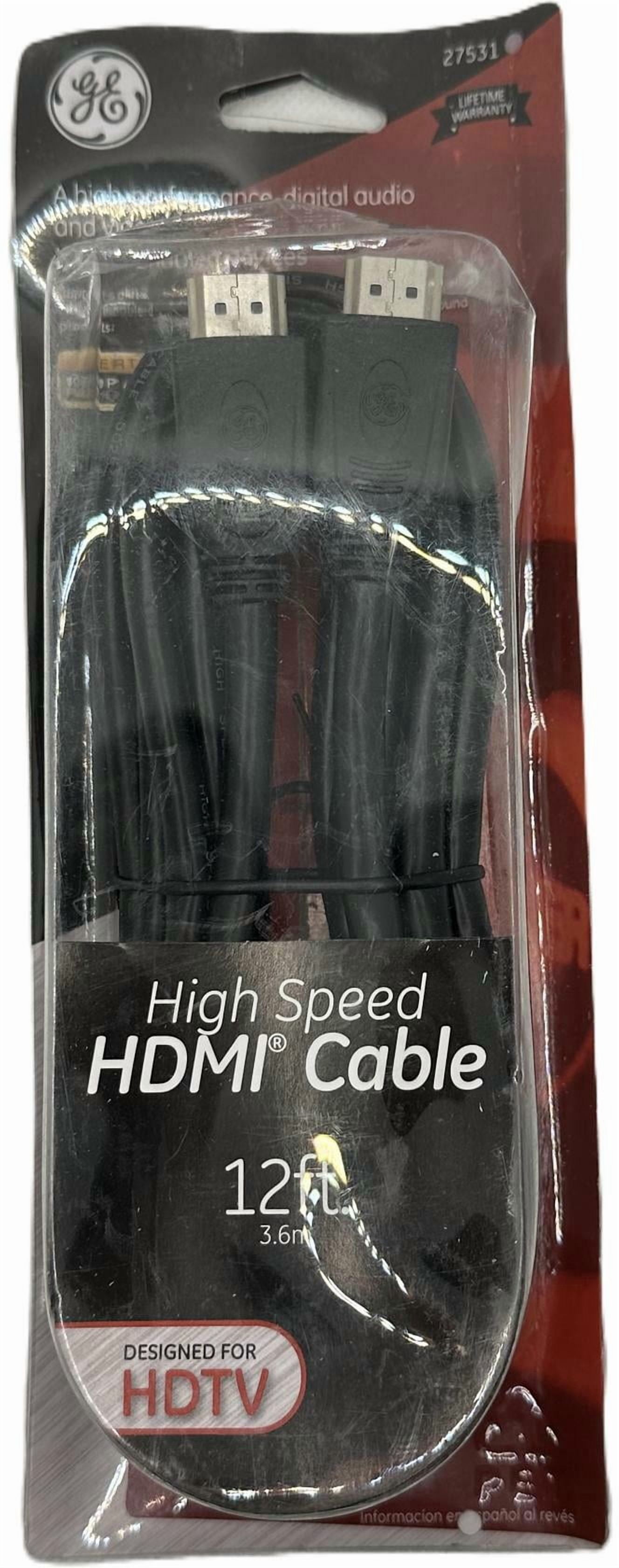 GE 12ft High-Speed HDMI Cable 3D & 4K Capable Full HD 1080p Black 27531