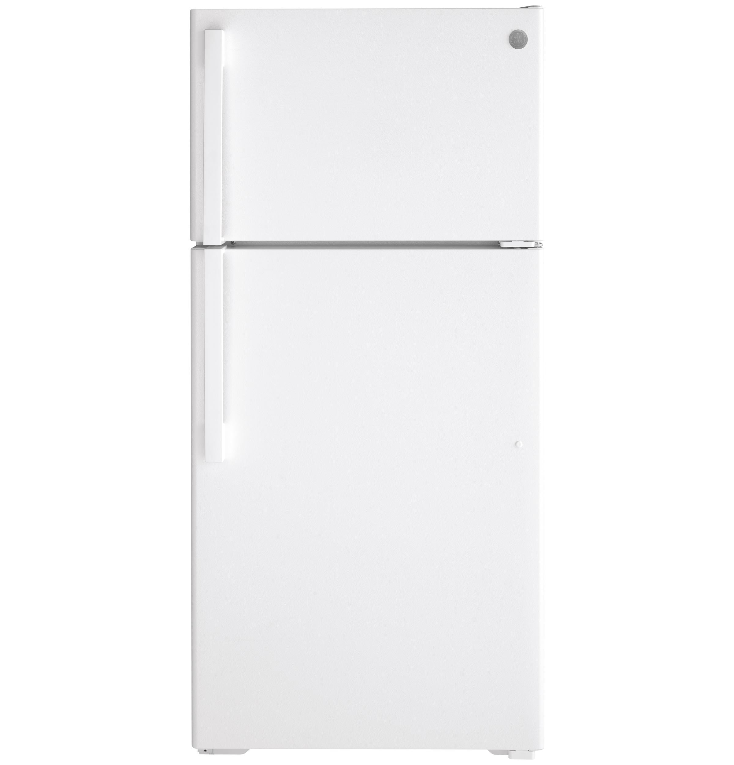 GE 15.6 Cu. ft. 120 Volts Top-Freezer Refrigerator LED lighting, Model GTS16DTNRWW and White Color.