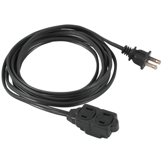 GE 15 ft Extension Cord, 3 Outlet, Indoor Rated, Black, 45154