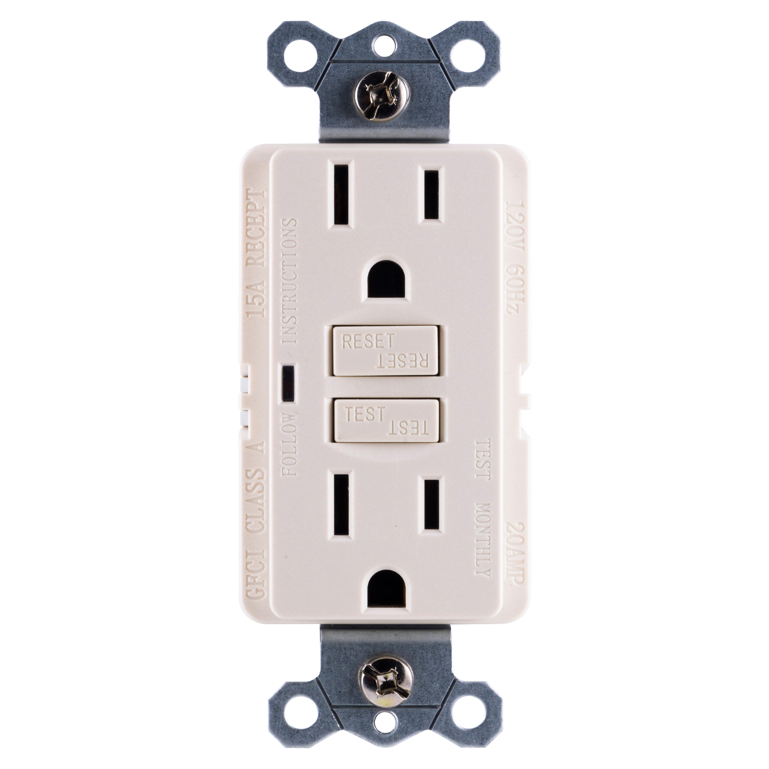 GE 15A GFCI Outlet, Light Almond, 15A, 32074