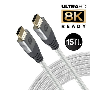 GE 15ft 8K HDMI 2.1 Cable with Ethernet, Gold-Plated Connectors, 66832