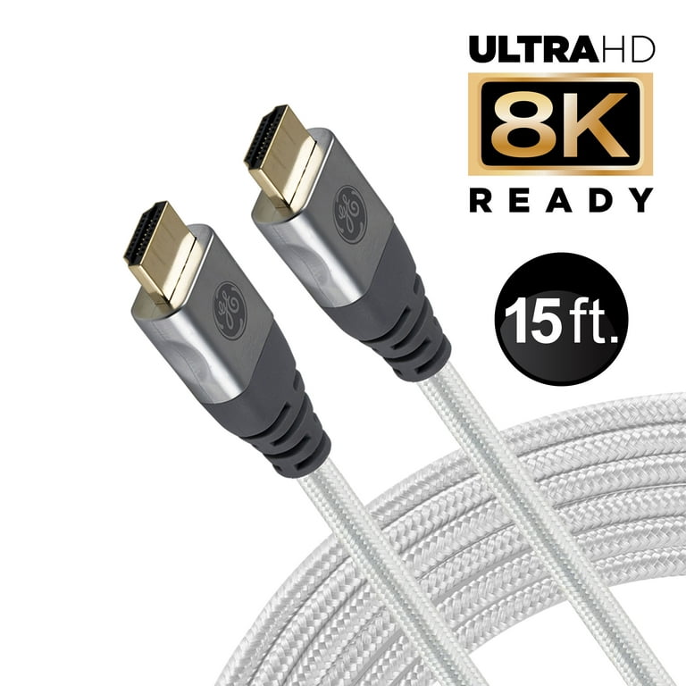 GE 15ft 8K HDMI 2.1 Cable with Ethernet, Gold-Plated Connectors