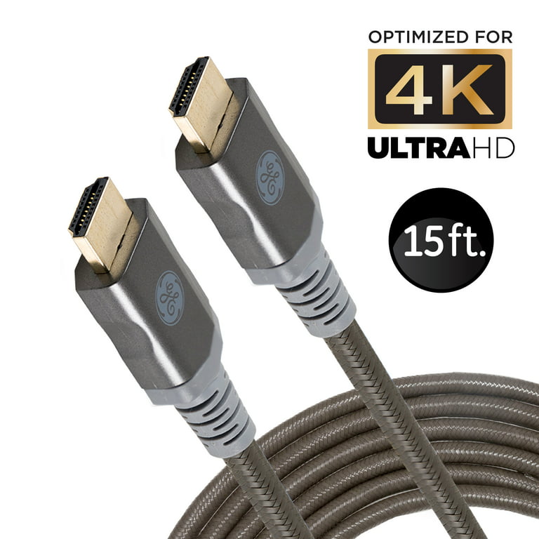 GE 15ft HDMI 2.0 Cable with Ethernet, Gold-Plated Connectors