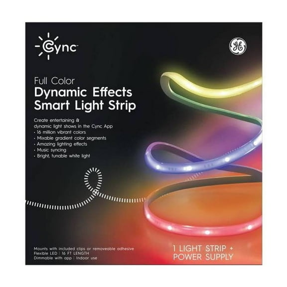 GE CYNC 16ft Dynamic Effects Smart LED Full Color Strip Light Fixtures