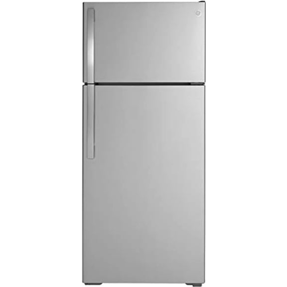 GE 18 Cubic Feet Top Mount Refrigerator, Energy Star, Stainless Steel