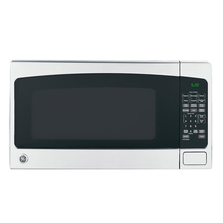 GE 2.0 cu ft 1200-Watt Countertop Microwave with Sensor Cooking & 16" Turntable, Black Stainless Steel, Push Button Door, One-Touch Presets
