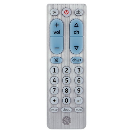 GE 2-Device Big Button Universal TV Remote Control in Silver, 33701