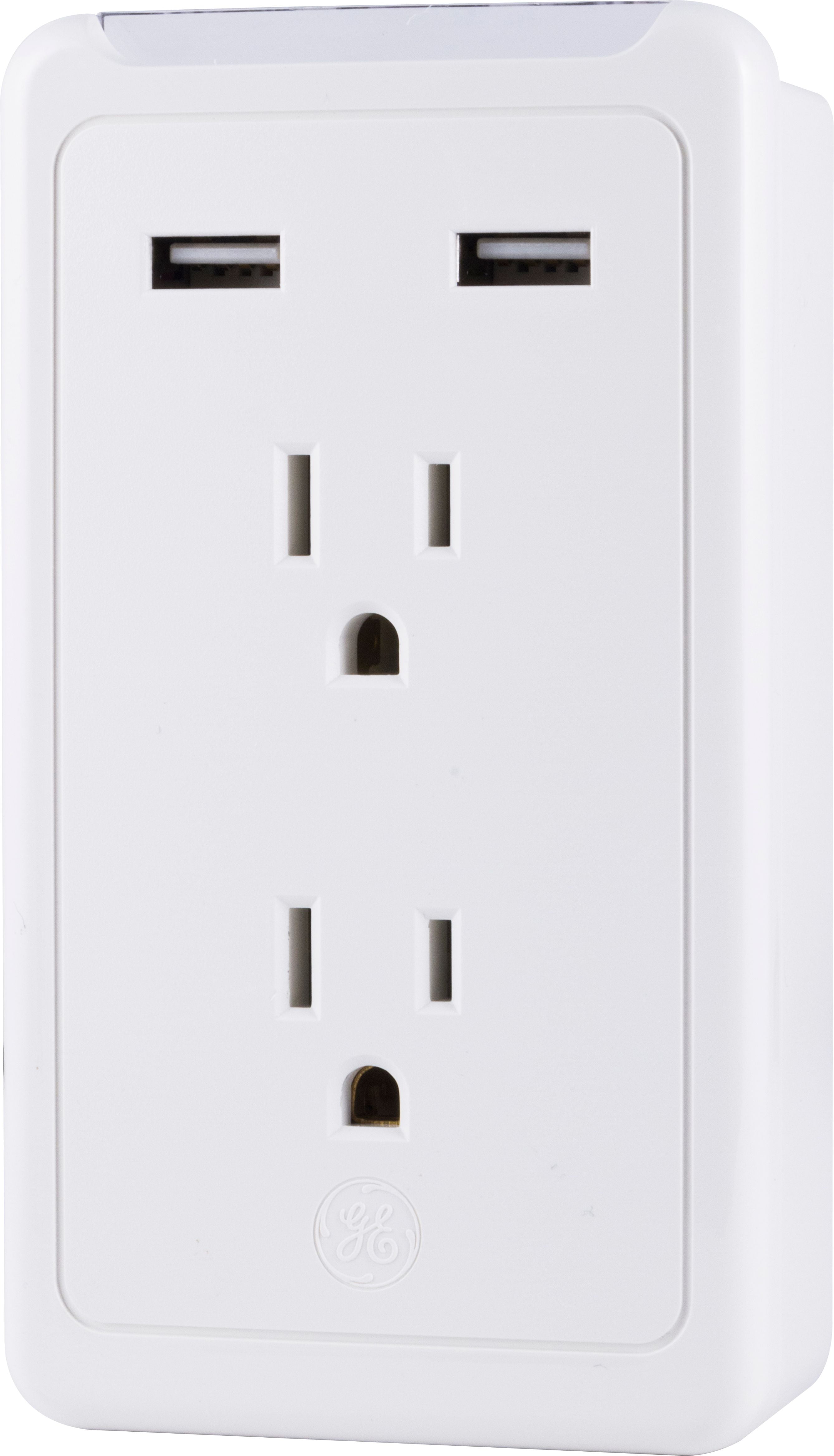 GE 2Outlet 2 USB Port Power Adapter Charging Station, White, 27368