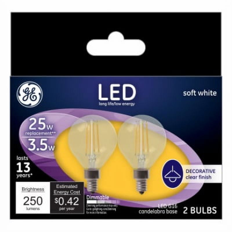 GE 2-Pack Soft White Clear Decorative LED Bulbs
