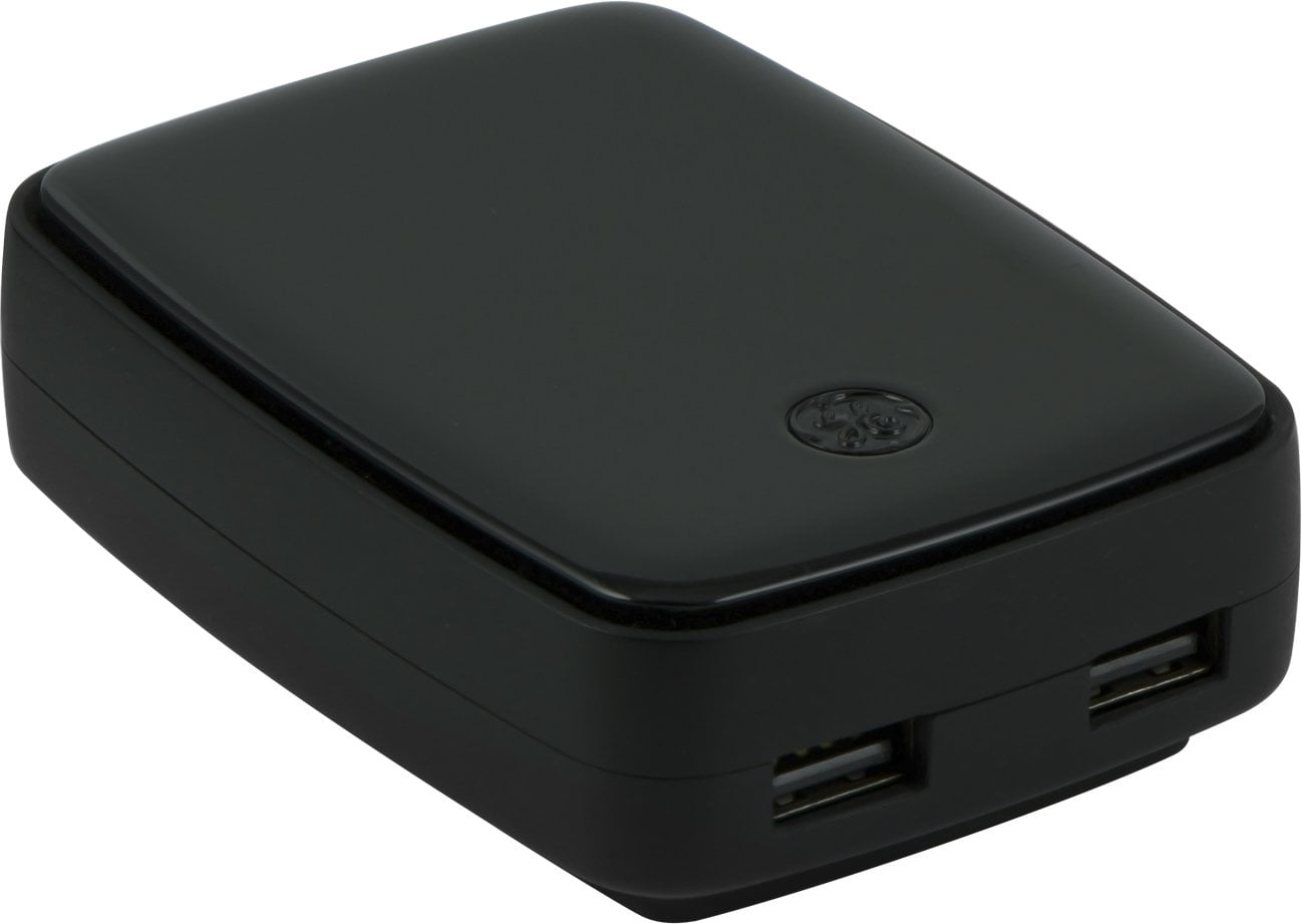 GE 2 USB Port Desktop Charger with 6 Ft. Extension Cord, black