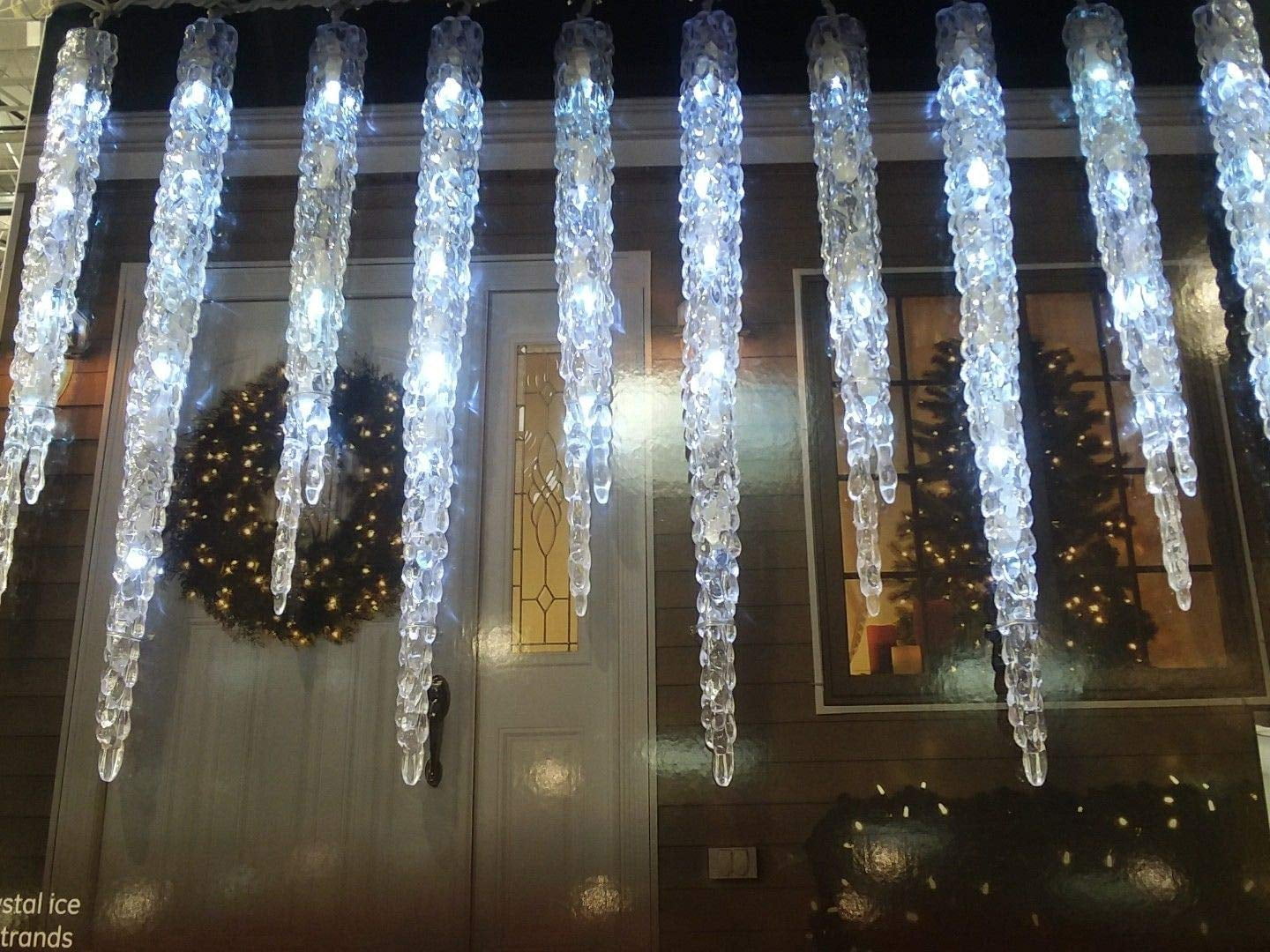 GE 20-Count 100 LED Twinkling Ice Crystal Icicle Set, Crystal White -  Walmart.com, image size:1440x1080