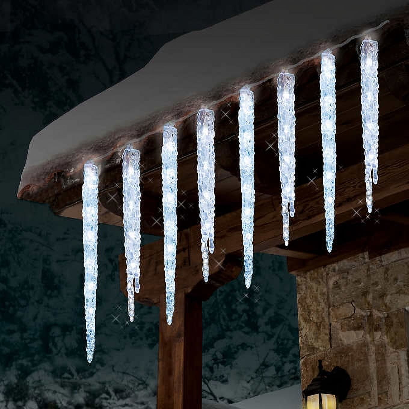 GE 20 Count Twinkling 100 LED Ice Crystal Icicle Set 9 Feet Christmas Holiday Indoor