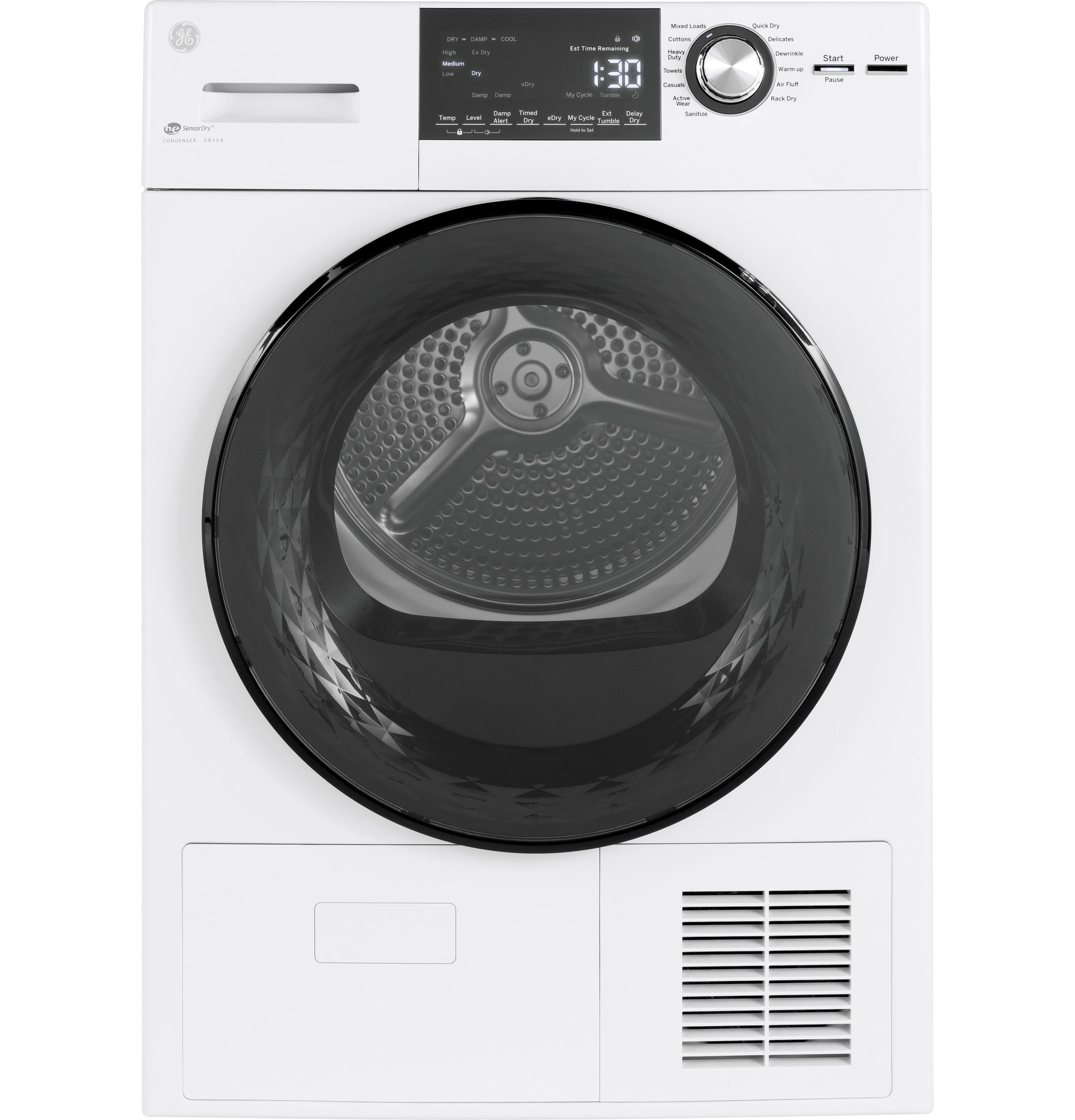 White 4.1 cu. ft. Stackable Electric Dryer with Stainless Steel Drum