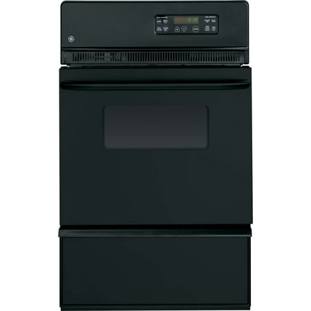 GE - 24" Built-In Single Gas Wall Oven - Black on black