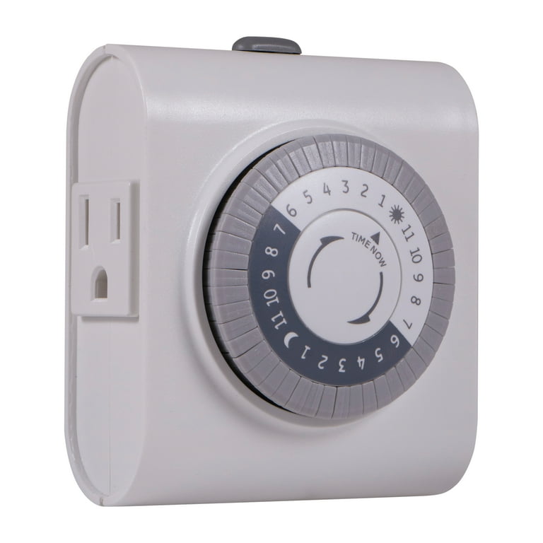 GE Indoor Heavy Duty Mechanical Timer with 2 Outlets, White