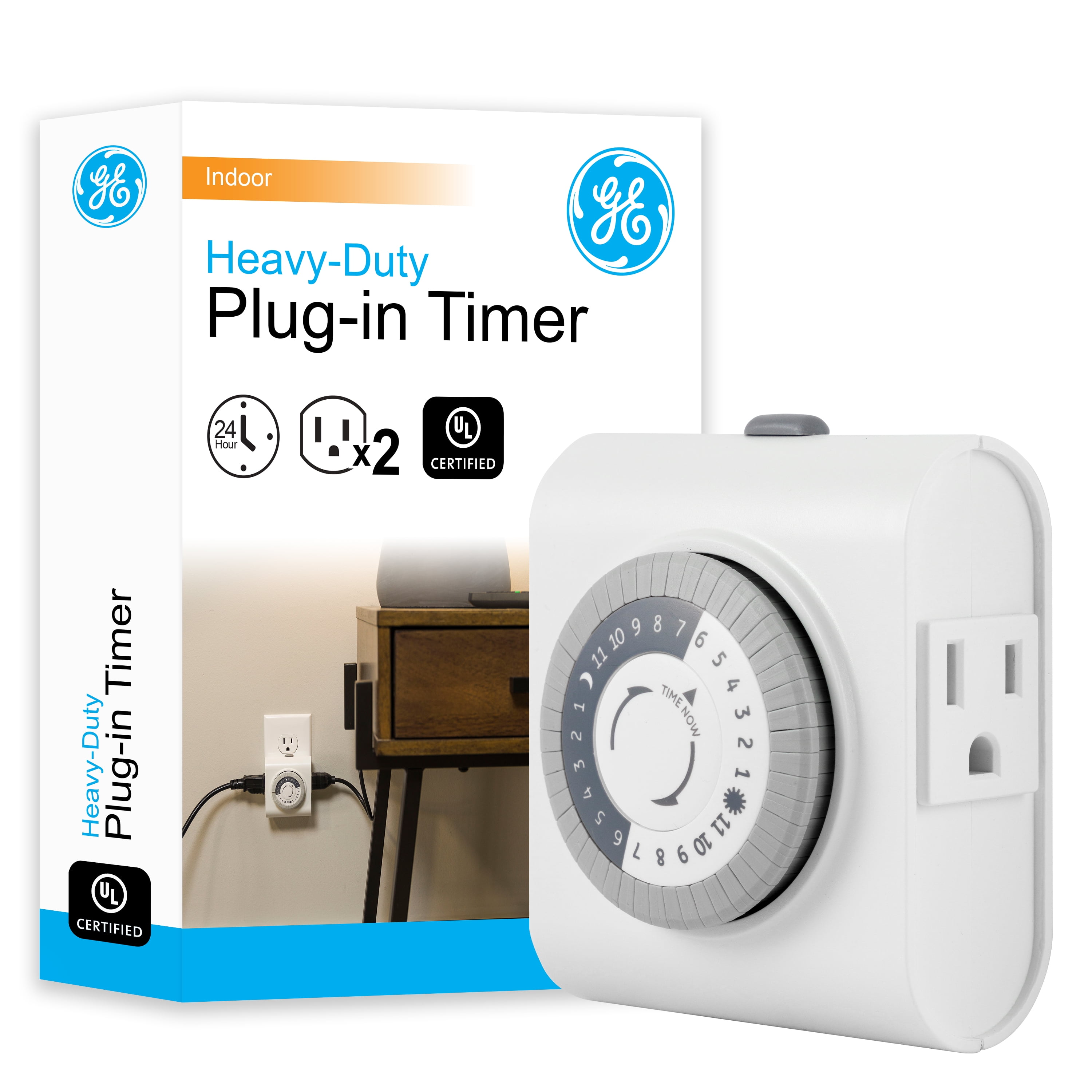 GE 24-Hour Heavy Duty Indoor Plug-In Timer, 2-Outlets, 15075 - Walmart.com