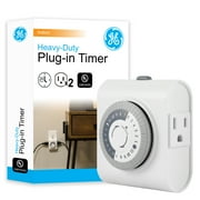 GE 24-Hour Heavy Duty Indoor Plug-In Timer, 2-Outlets, 15075