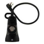 GE 24-Hour Indoor/Outdoor Plug-In Mechanical Timer, 2 Grounded Outlets, Black, 15138