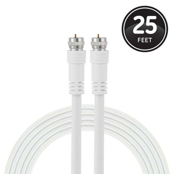 GE 25ft Coax Cable, White, 33604
