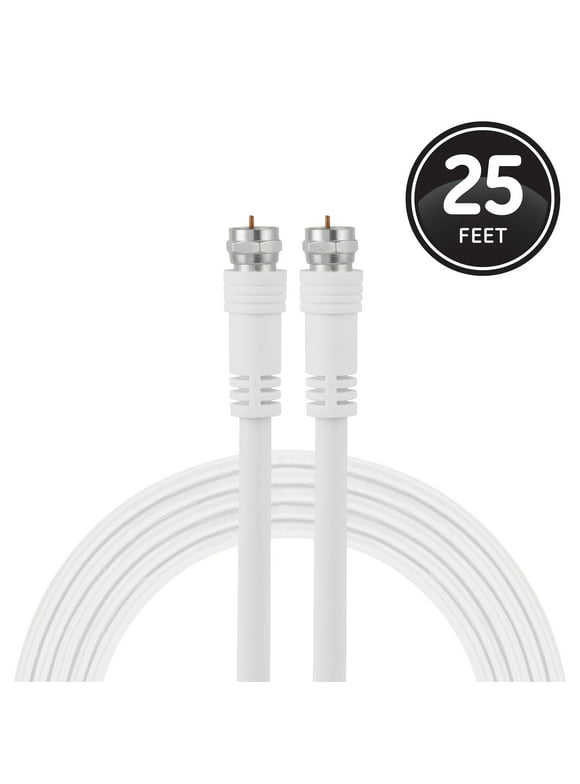 GE 25ft Coax Cable, White, 33604