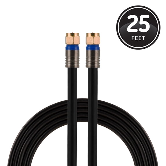 GE 25ft RG6 Quad Shield Coaxial Cable, 33531