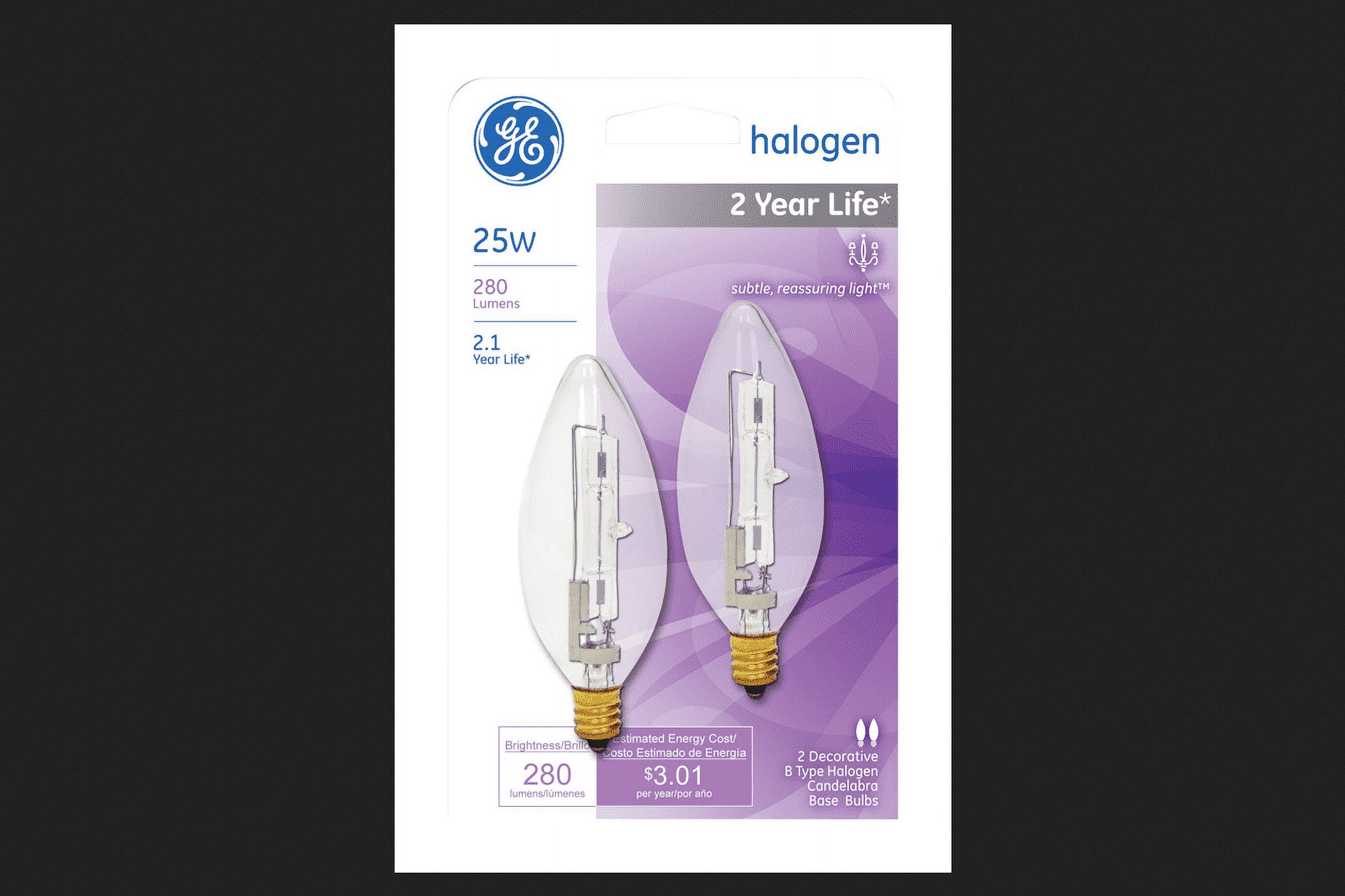 GE 25w 120v Edison B10 Halogen 2 bulbs / PACK - Walmart.com
