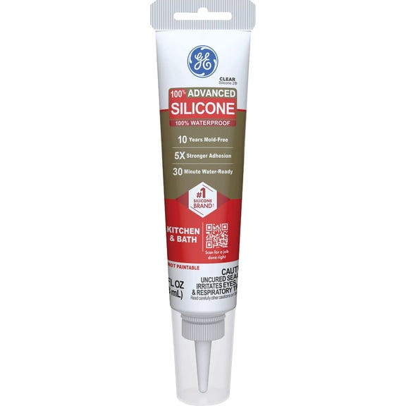 GE 2812563 Advanced Silicone 2 Kitchen & Bath Sealant, Clear, 2.8-oz. Squeeze Tube - Quantity 12